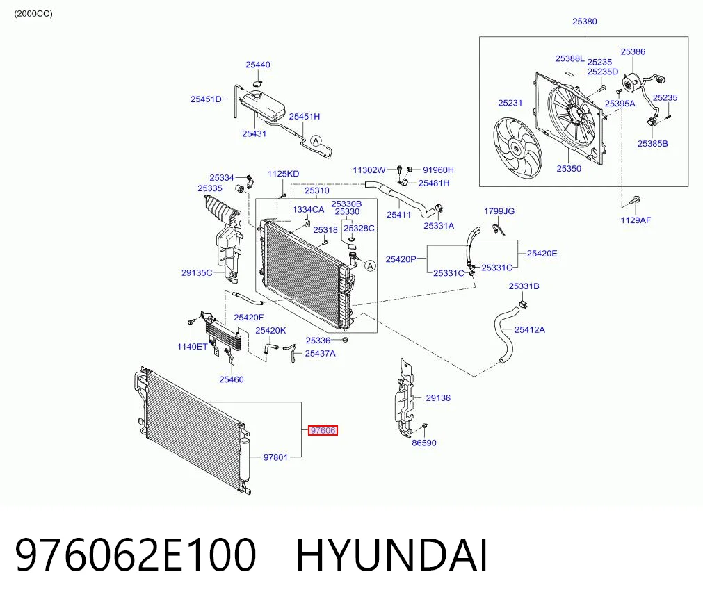 Радіатор кондиціонера 976062E100 HCC
