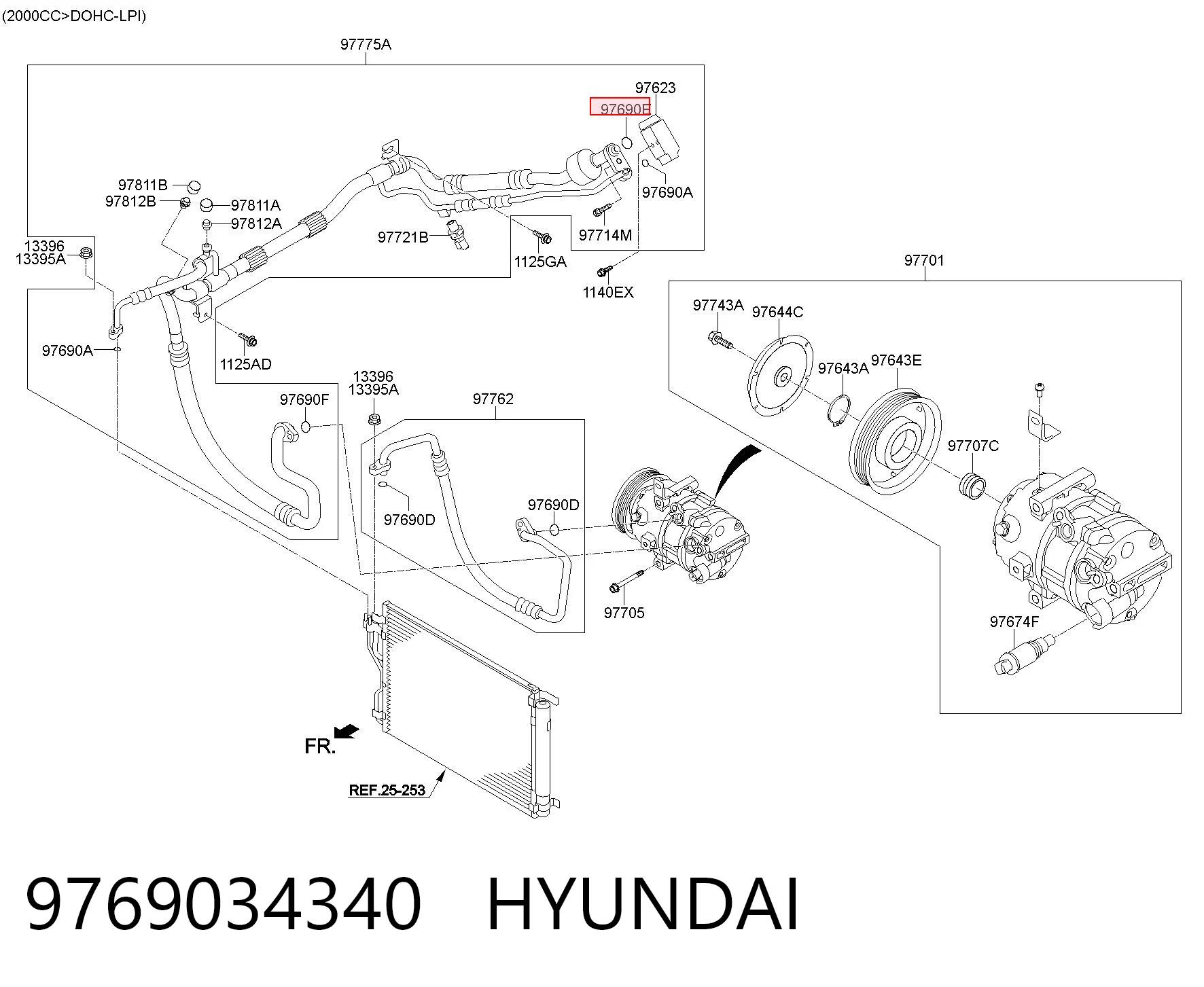 9769034340 Hyundai/Kia Кільце ущільнювача шланга компресора, зворотнього