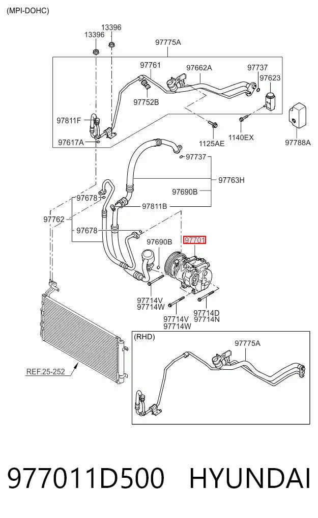 977011D500 Hyundai/Kia Компресор холодоагенту