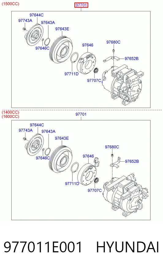 Компресор системи кондиціювання Chrysler 977011E000 ціна, від 248.32 USD