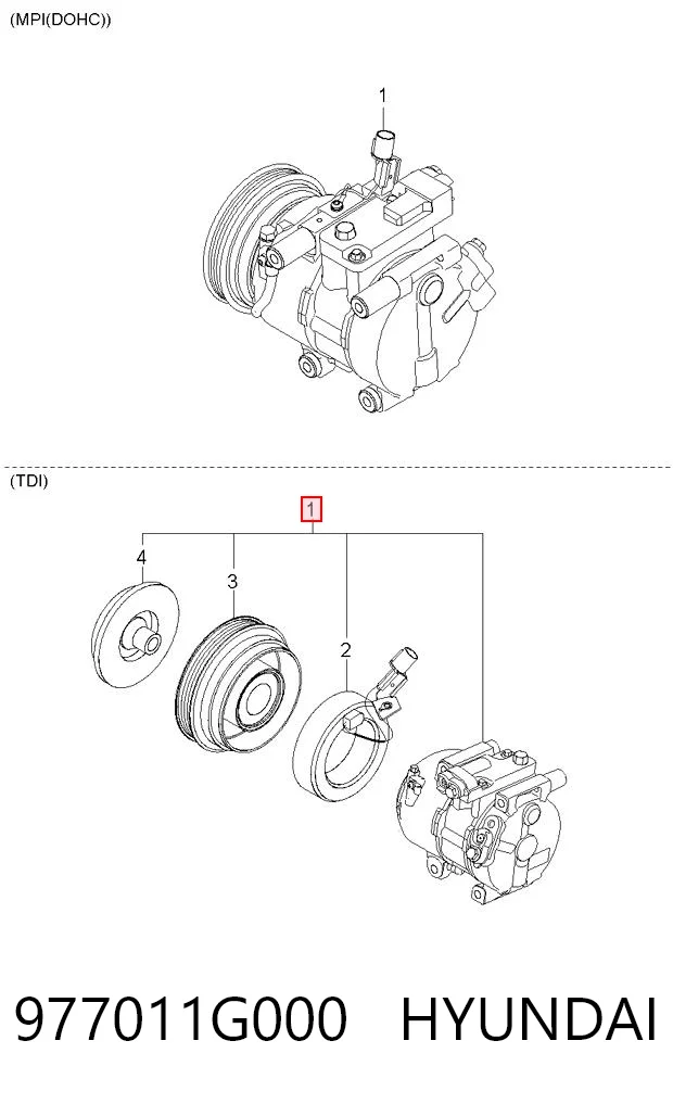 977011G000 Hyundai/Kia Компресор холодоагенту
