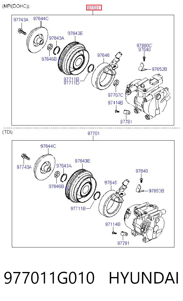 977011G010 Hyundai/Kia Компресор холодоагенту