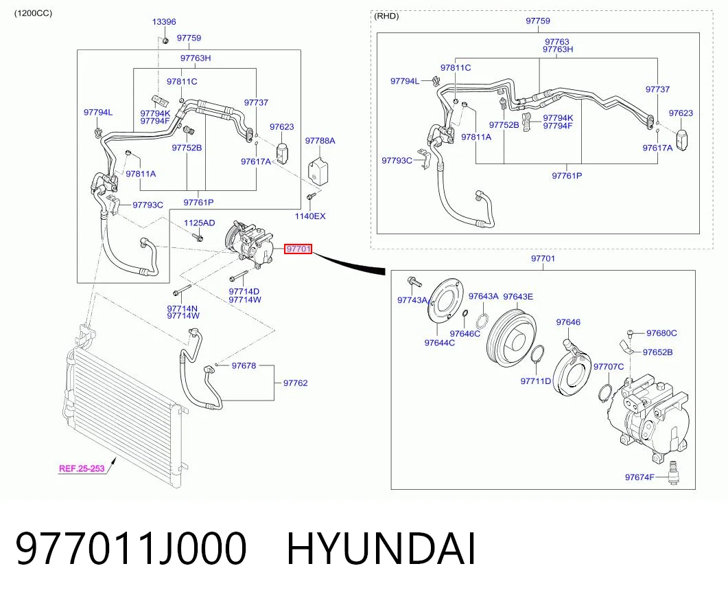 977011J000 Hyundai/Kia Компресор холодоагенту