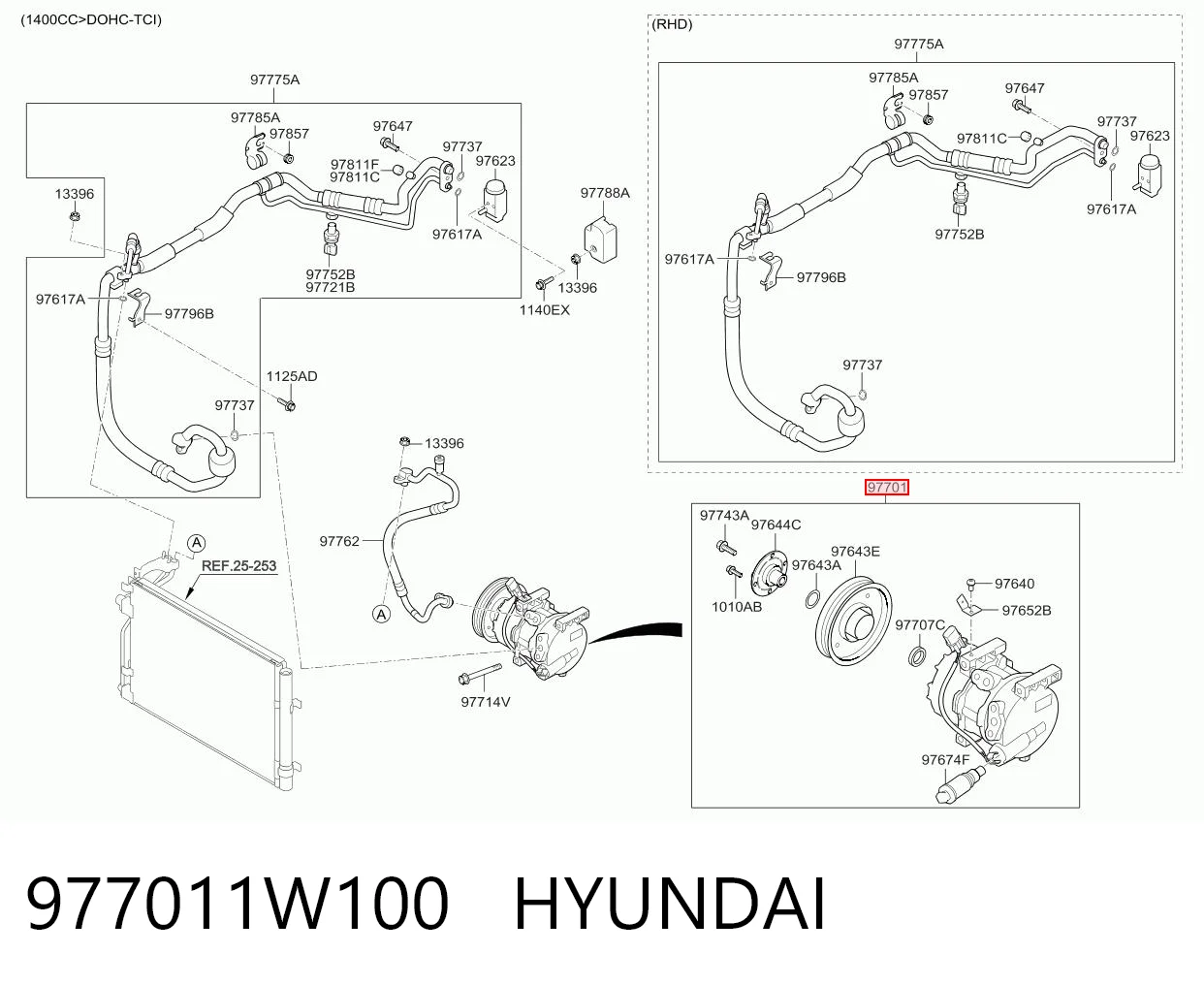 977011W100 Hyundai/Kia Компресор холодоагенту
