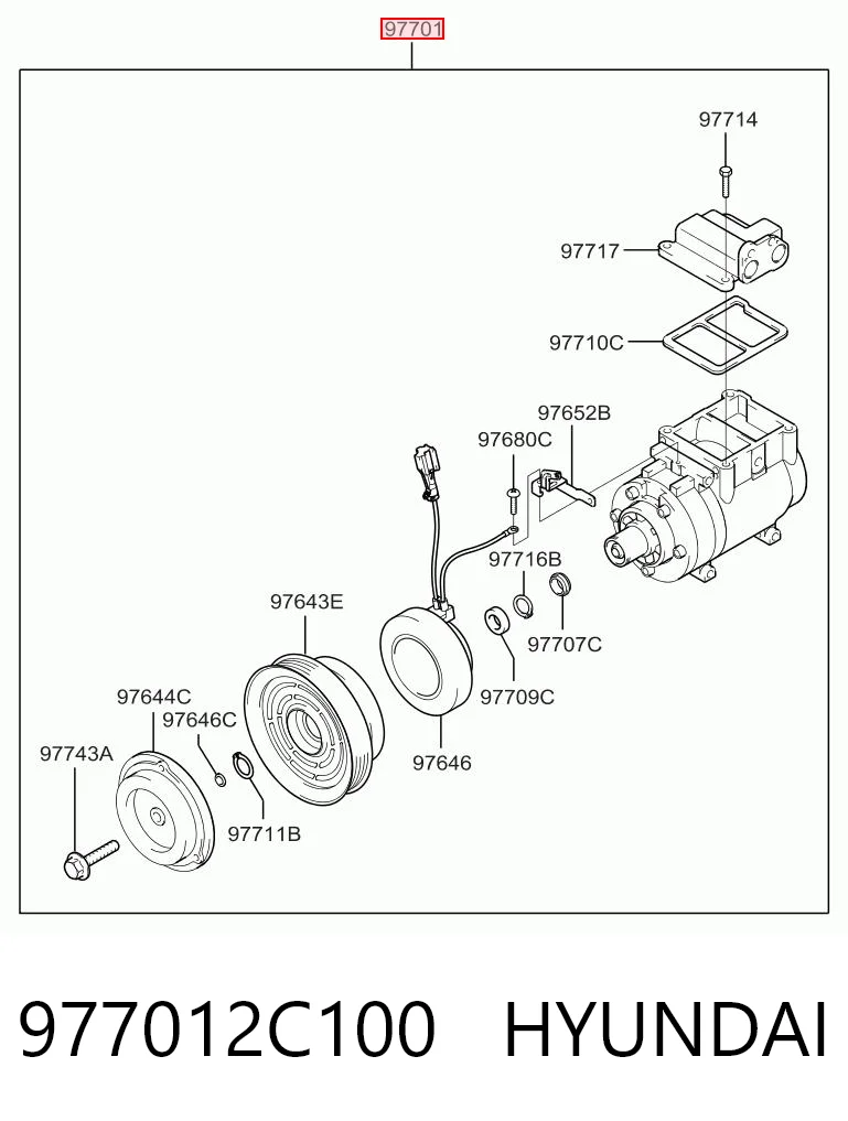 977012C100 Hyundai/Kia Компресор холодоагенту