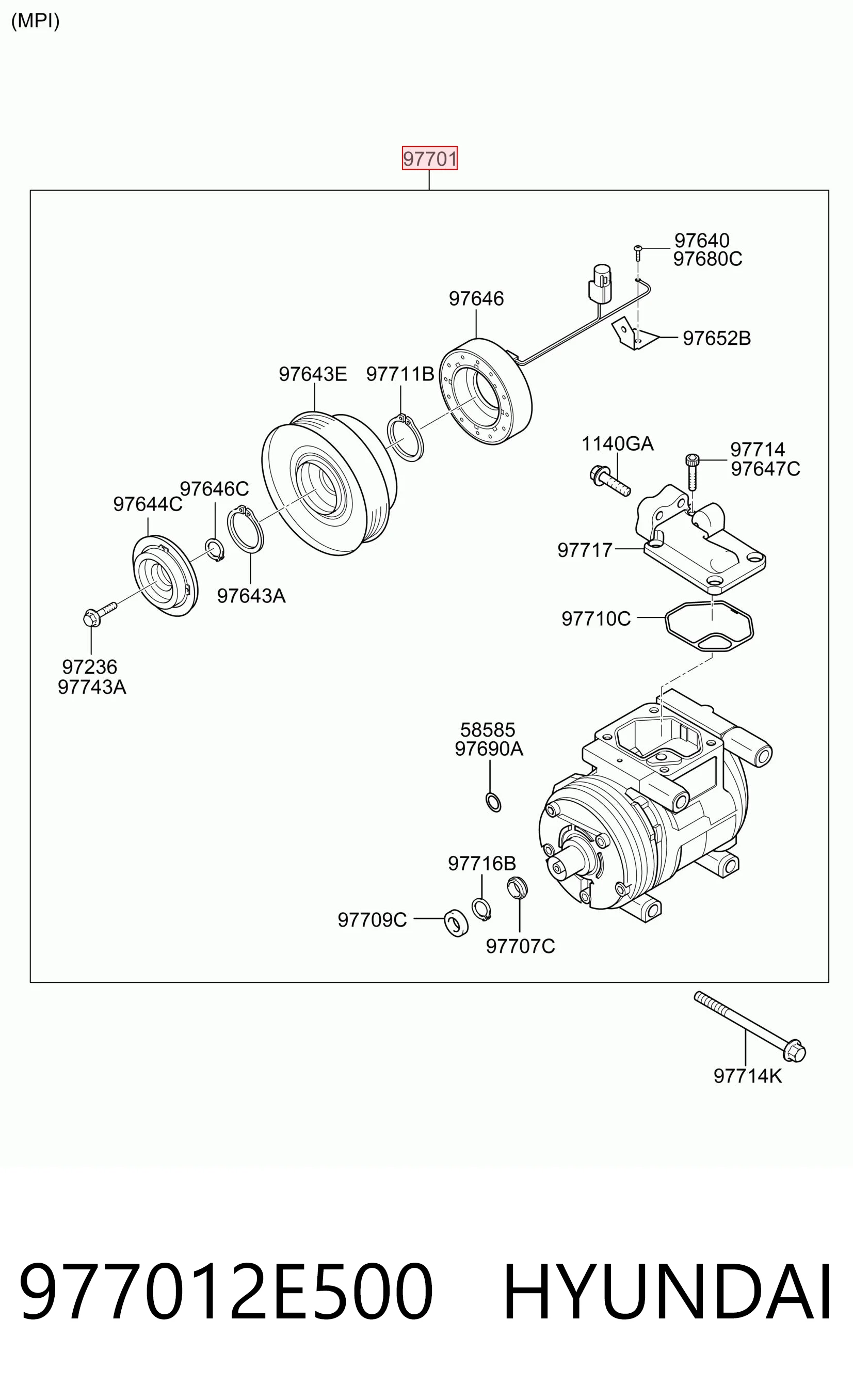 977012E500 Hyundai/Kia Компресор холодоагенту