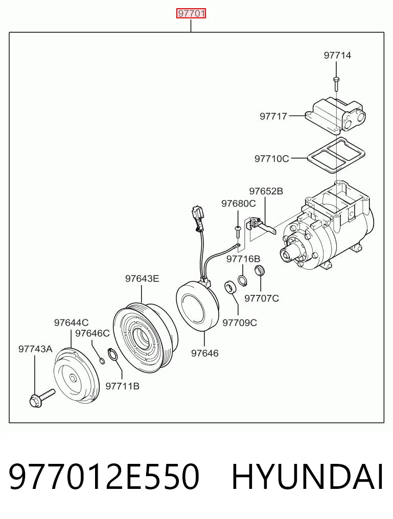977012E550 Hyundai/Kia Компресор холодоагенту