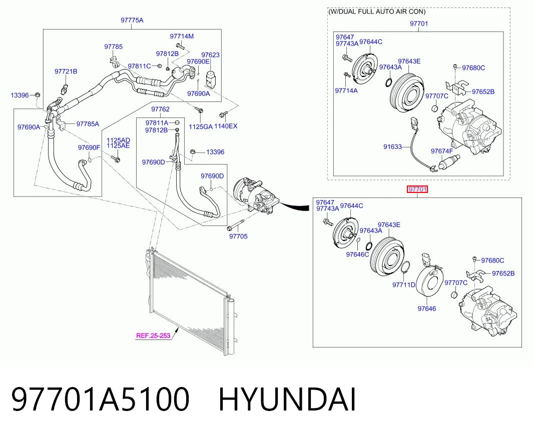 97701A5100 Hyundai/Kia Компресор холодоагенту