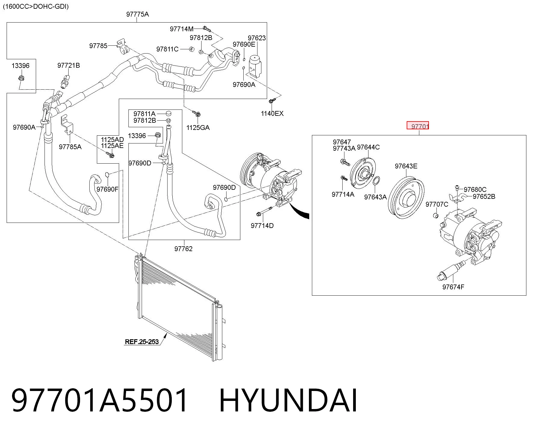 97701A5501 Hyundai/Kia Компресор холодоагенту