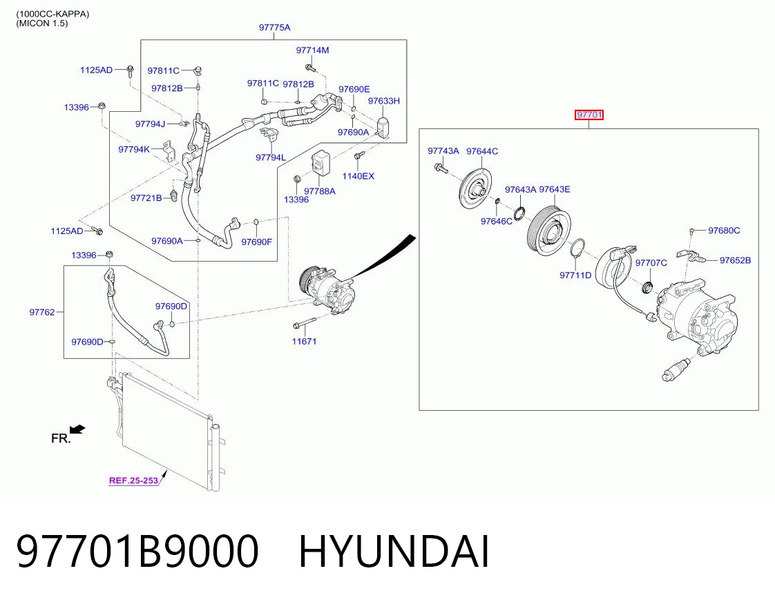 97701B9000 Hyundai/Kia Компресор холодоагенту