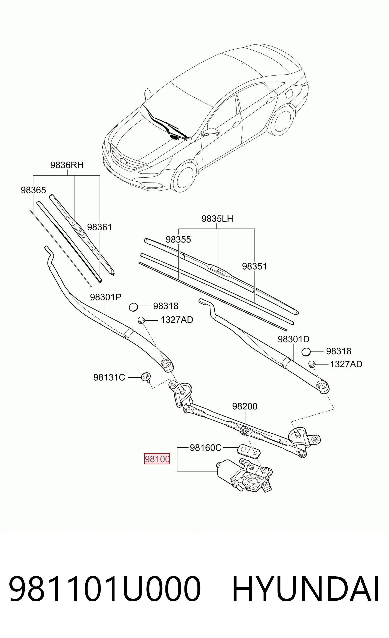 981101U000 Hyundai/Kia Мотор стеклоочищувача