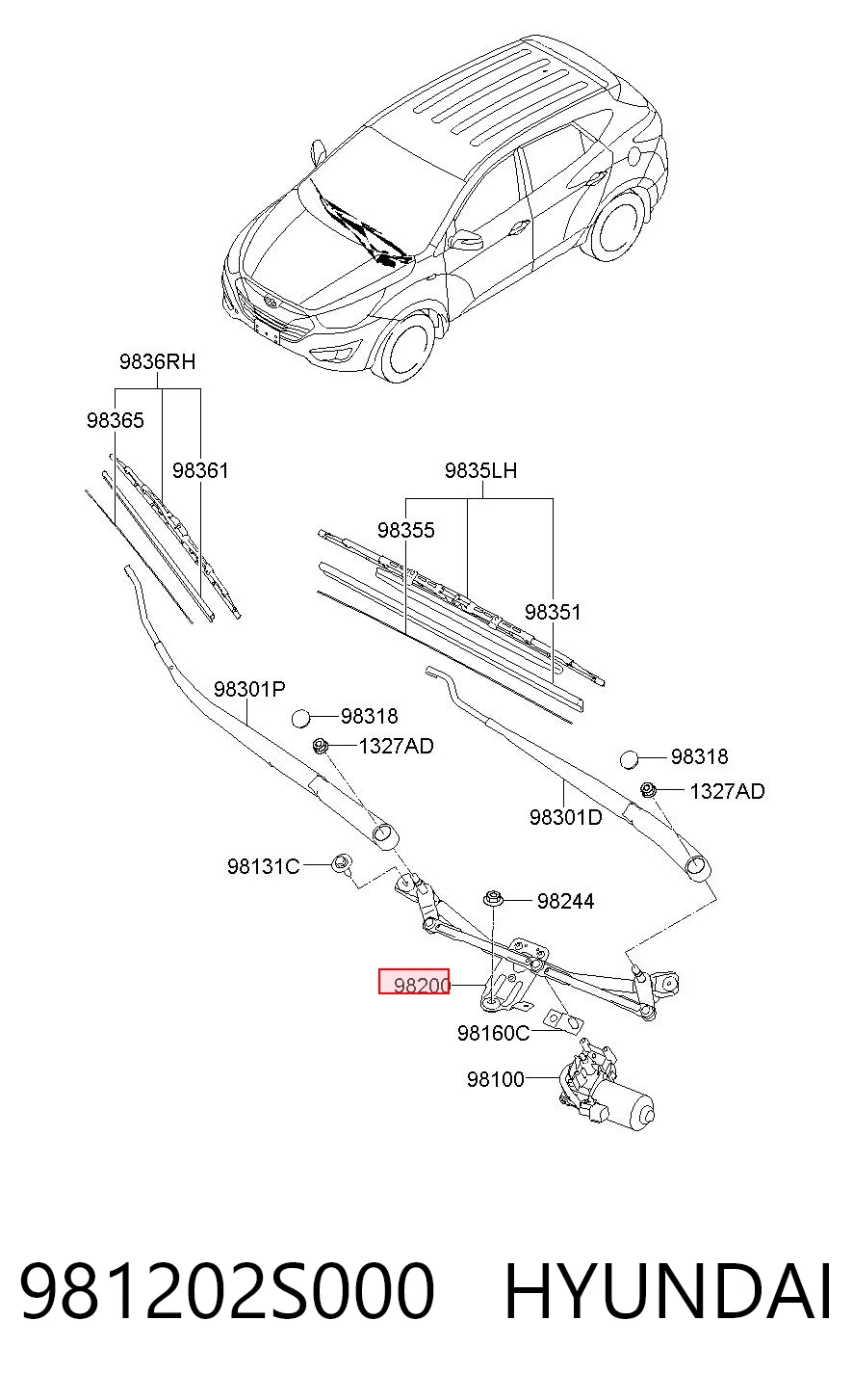 Трапеція щіток лобового скла Hyundai Tucson II позашляховик (TM) (2010 - 2015) ціна, від 47.87 USD