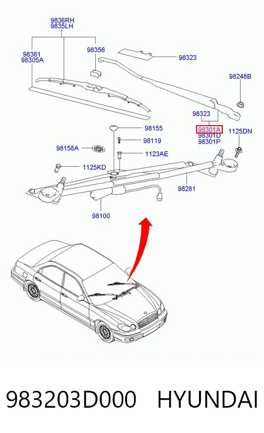 Ричаг двірника на Hyundai Sonata IV EU4