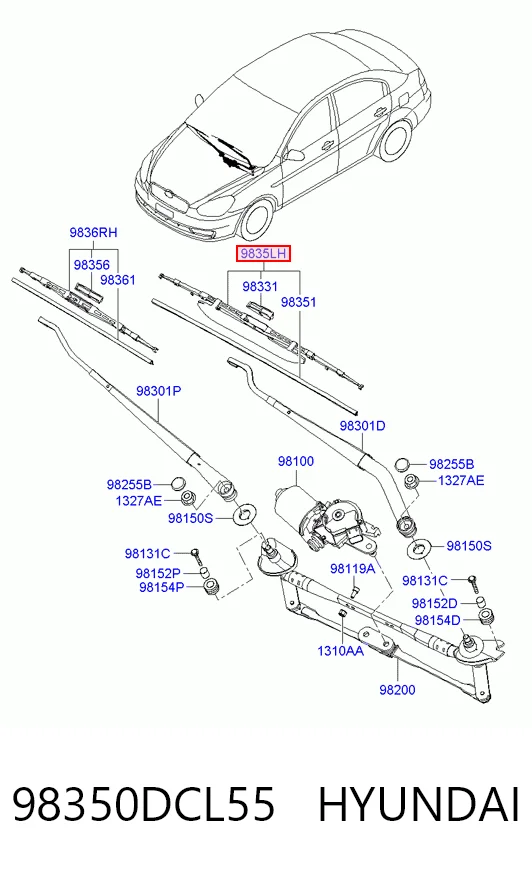 98350DCL55 Chrysler Щітка двірника ліва