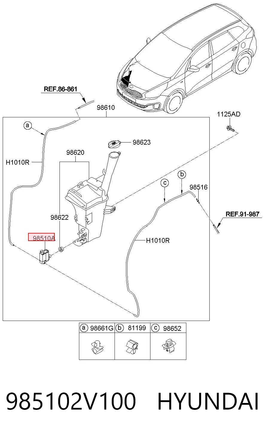 985102V100 Hyundai/Kia Мотор омивача