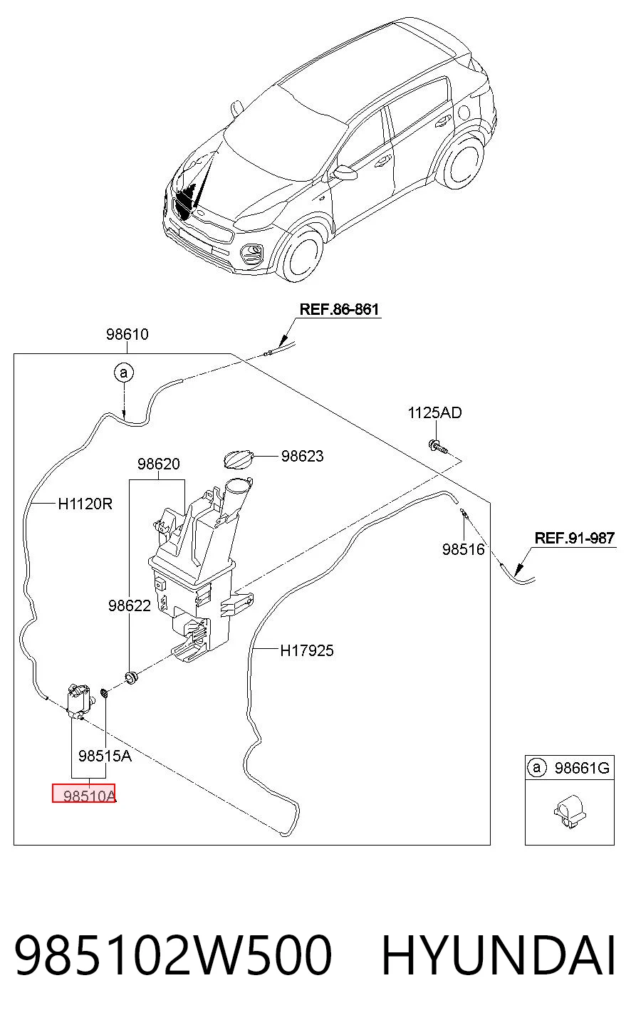 985102W500 Hyundai/Kia Двигун омивача скла передній/задній