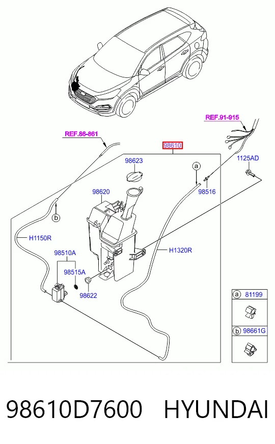 Бачок омивача лобового скла Hyundai Tucson III позашляховик (TL) (2015 - 2023) ціна, від 53.44 USD