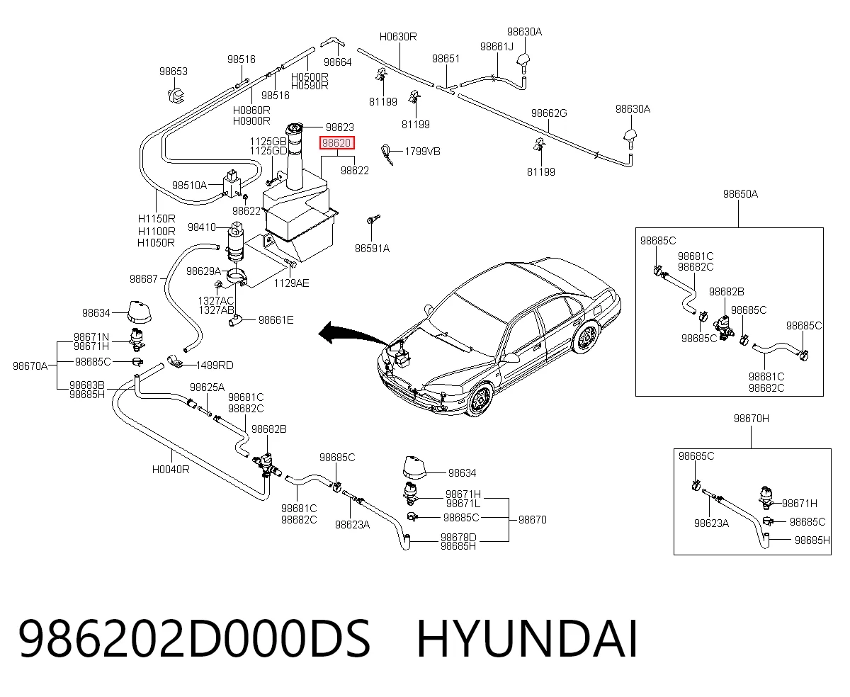 Бачок склоомивача на Hyundai Elantra III XD