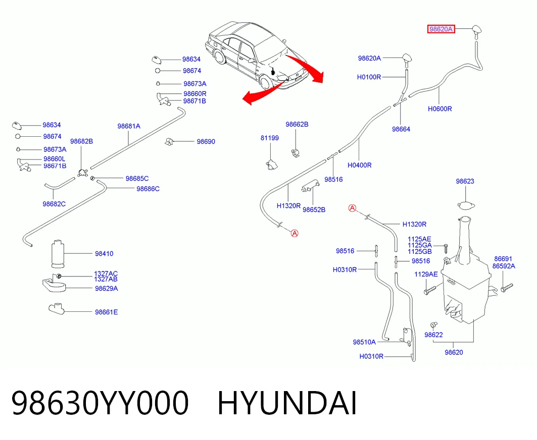 Форсунка омивача лобового скла Hyundai Trajet 