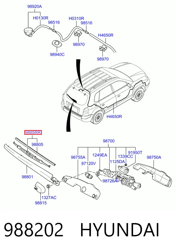Щітка склоочисника задня на Hyundai Tucson I JM