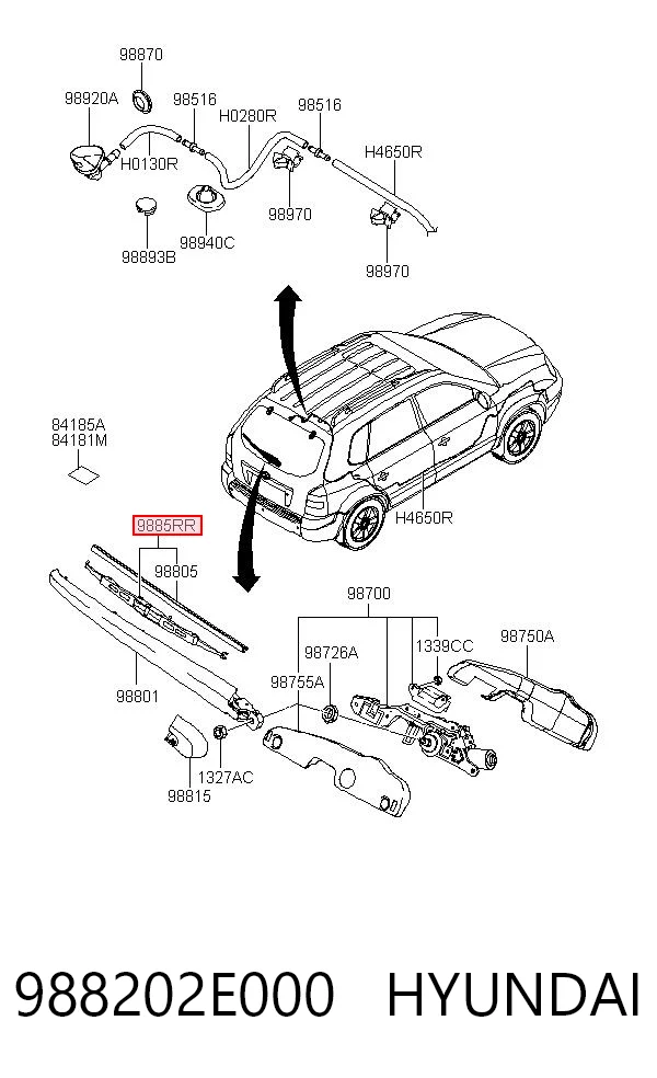 Щітка склоочисника заднього скла Hyundai Tucson I позашляховик (JM) (2004 - 2010) ціна, від 5.12 USD