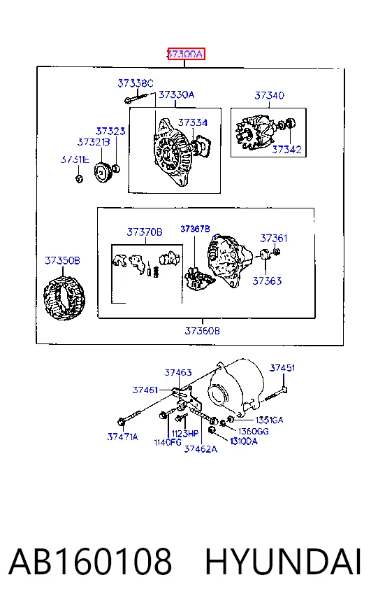 AB160108 Hyundai/Kia Авто генератор