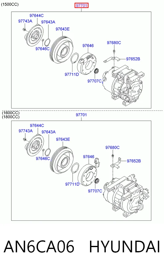 AN6CA06 Hyundai/Kia Компресор холодоагенту