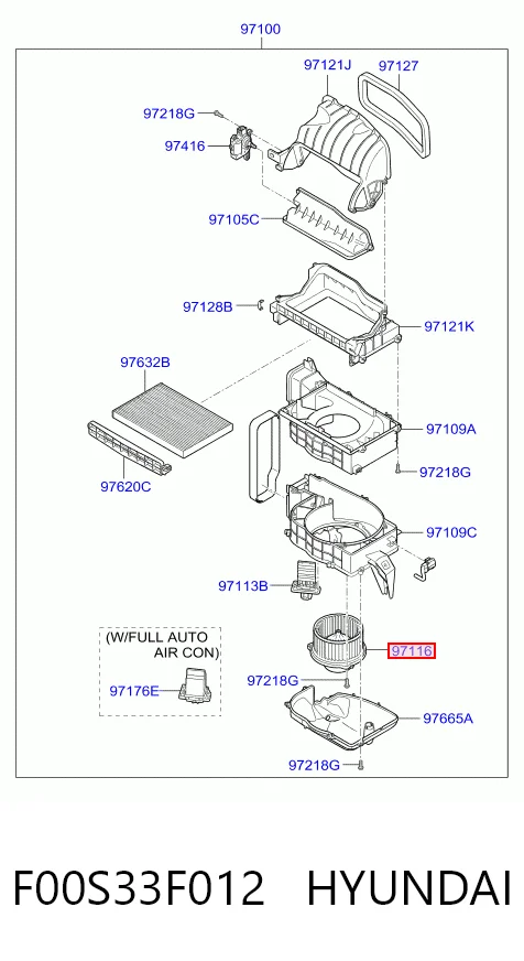 F00S33F012 Hyundai/Kia Електромотор пічки