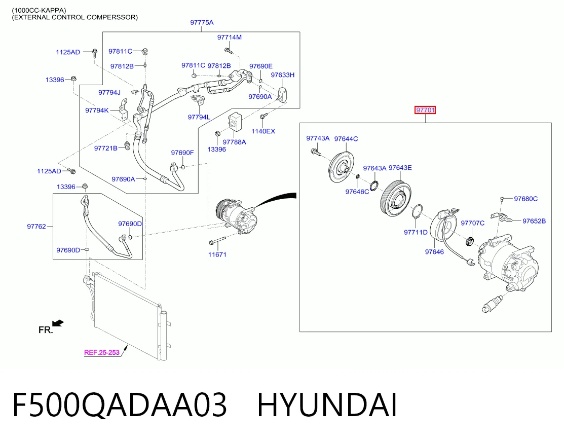 F500QADAA03 Hyundai/Kia Компресор холодоагенту