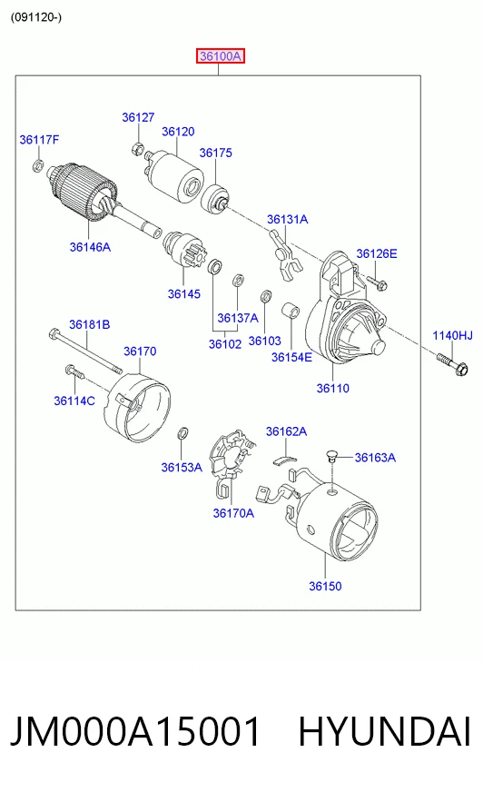 JM000A15001 Hyundai/Kia Стартер двигуна