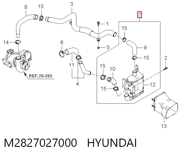 Охолоджувач наддувочного повітря на Hyundai Elantra III XD