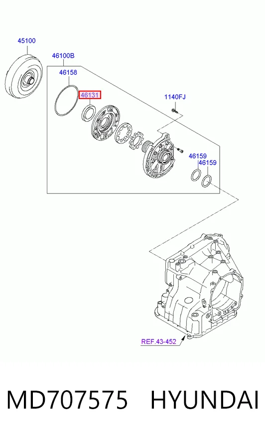 MD707575 Hyundai/Kia Сальник масляного насоса АКПП