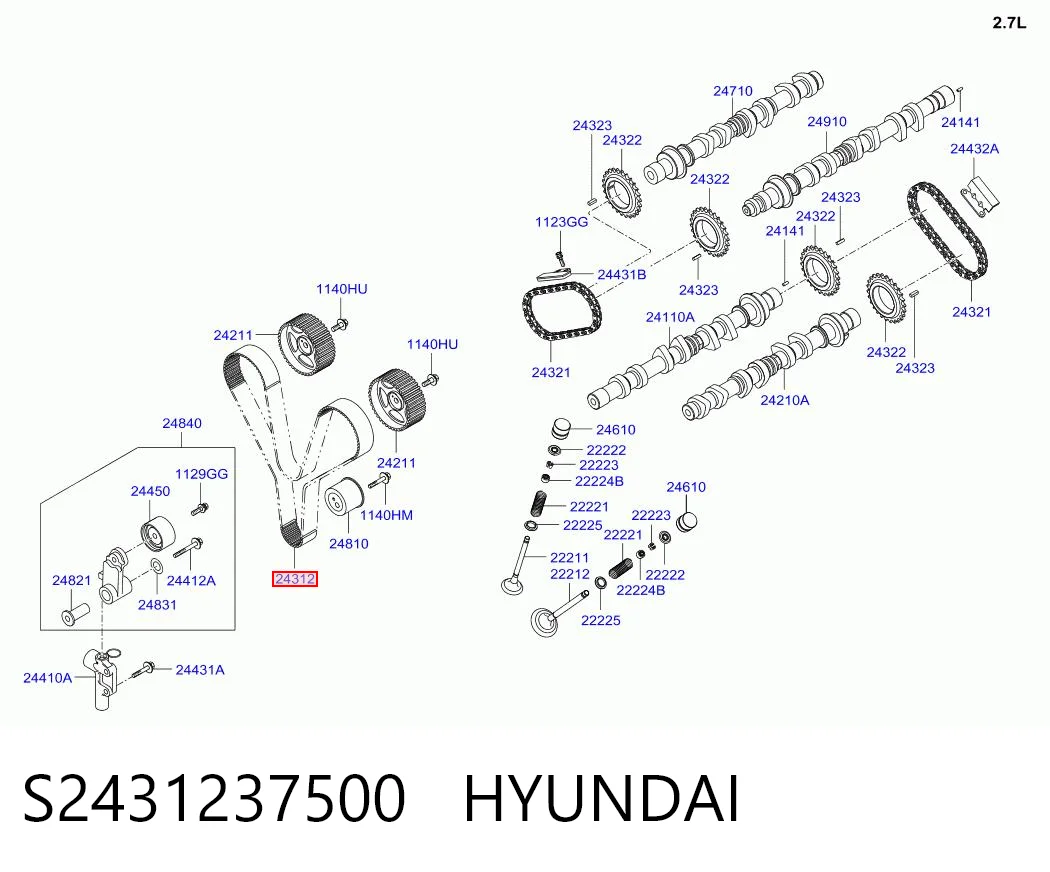 Ремінь ГРМ 2431237500 General Motors