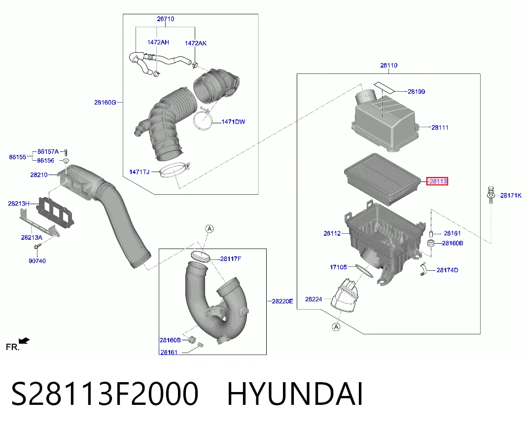 S28113F2000 Hyundai/Kia Повітряний фільтр двигуна