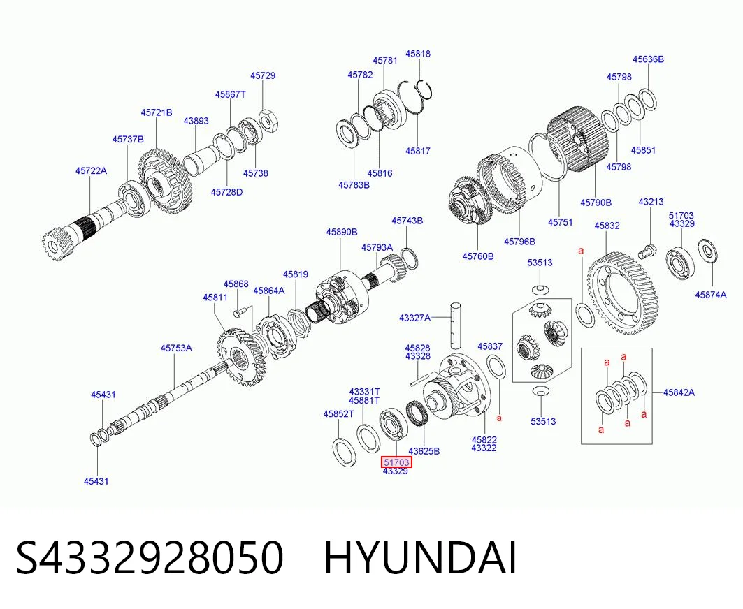 S4332928050 Hyundai/Kia Підшипник півосі заднього моста, внутрішній