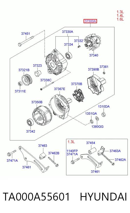 TA000A55601 Hyundai/Kia Авто генератор