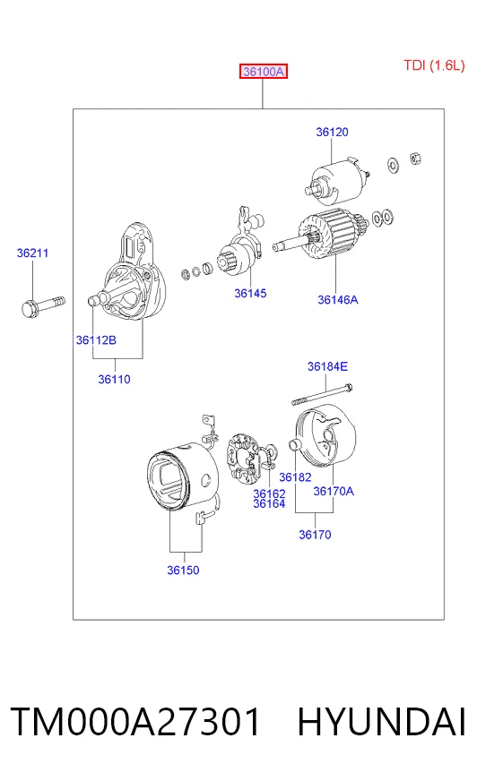TM000A27301 Hyundai/Kia Стартер двигуна