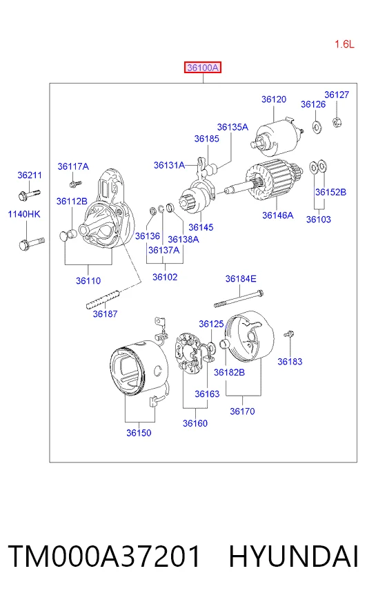 TM000A37201 Hyundai/Kia Стартер двигуна