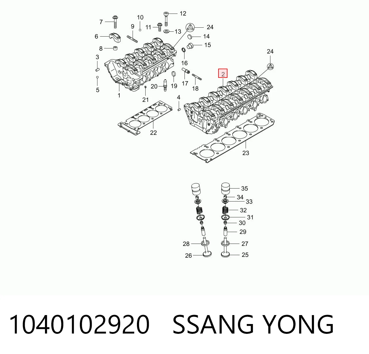 Головка блока циліндрів (ГБЦ) SsangYong Rexton 1 RJ