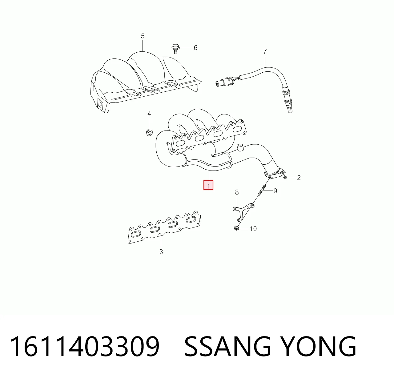 Газопроводи (колектор випускний) SsangYong Rexton I позашляховик (RJ) (2002 - 2006) ціна, від 42.33 USD