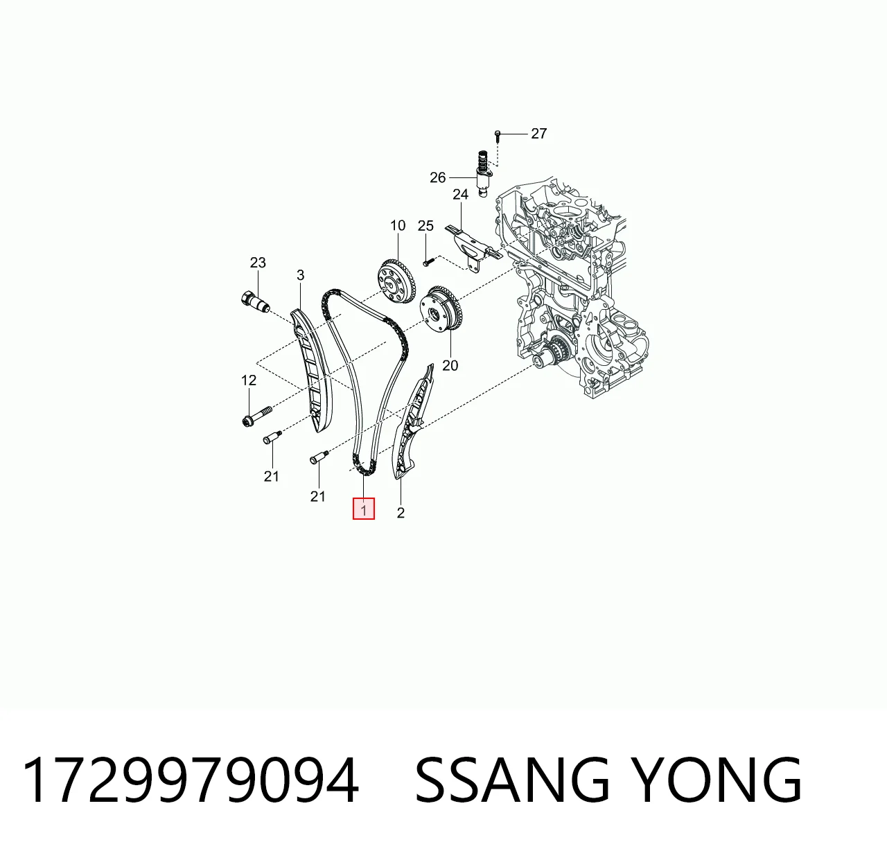 1729979094 Ssang Yong Ланцюг приводу распредвала