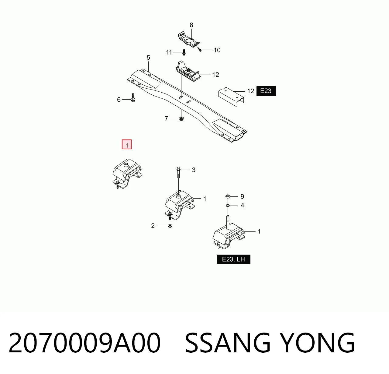 Подушка (опора) двигуна, передня SsangYong Actyon SPORTS пікап (QJ) (2006 - 2012) ціна, від 69.68 USD