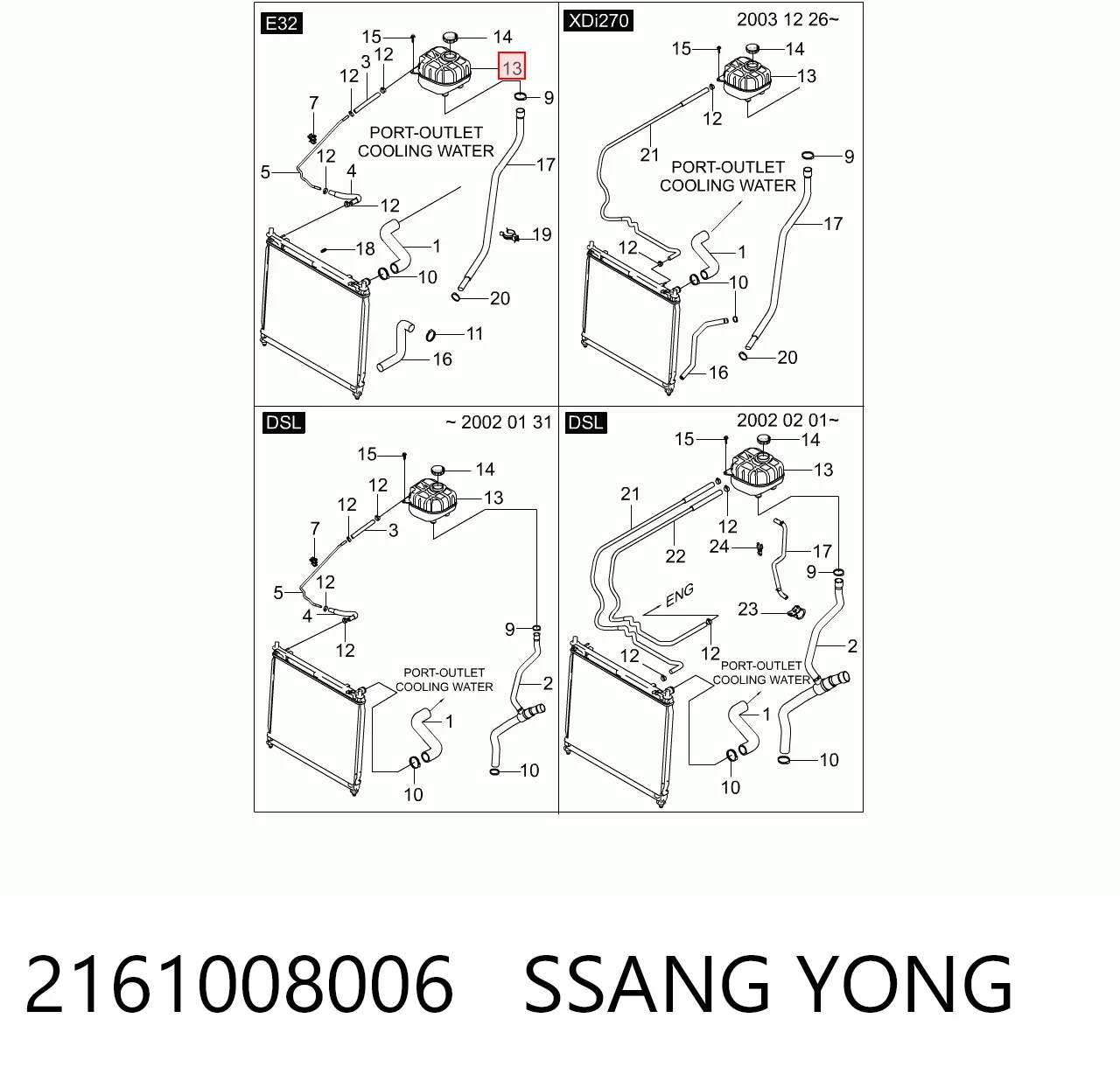 2161008006 Ssang Yong Розширювальний бачок охолодження