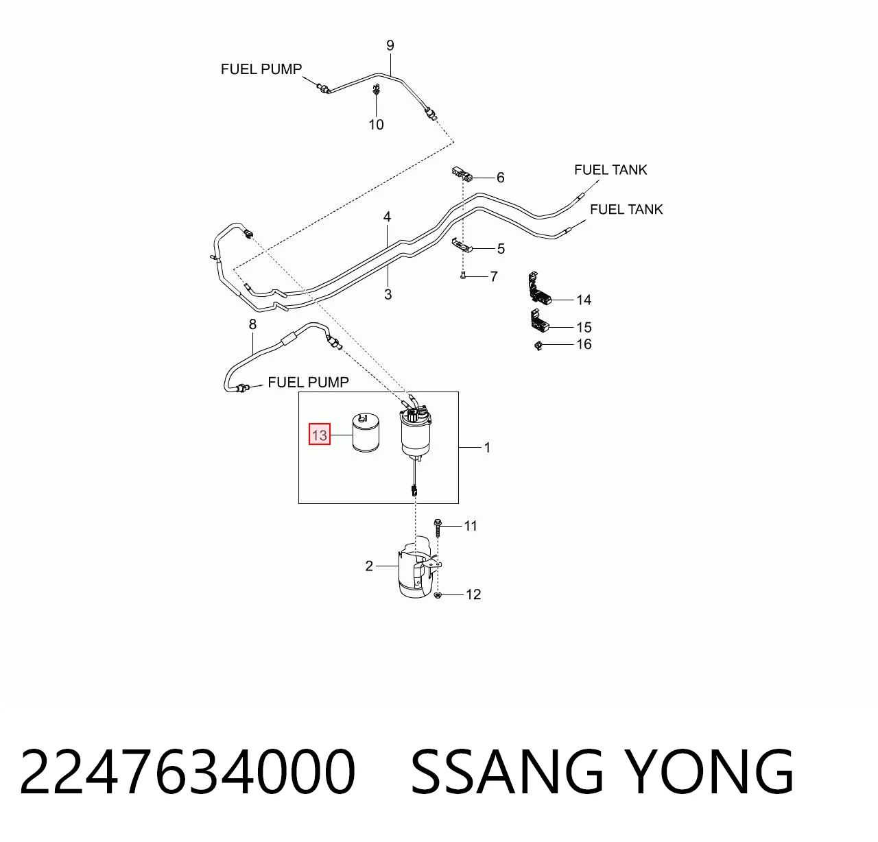 2247634000 Ssang Yong Фільтр палива