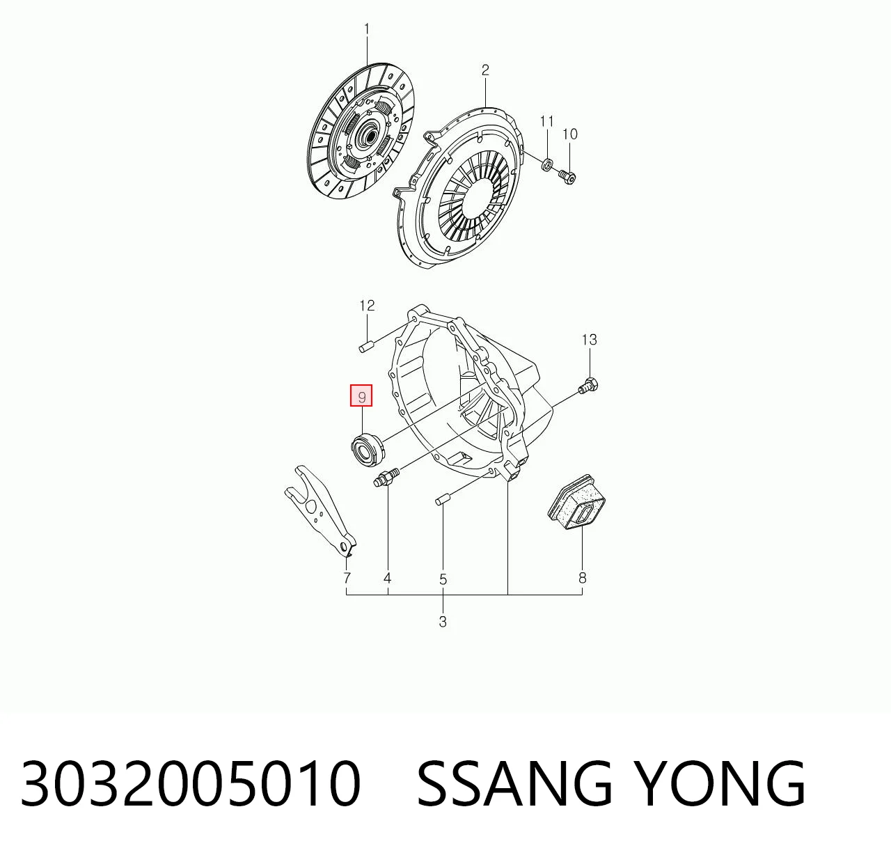 Підшипник ковзання зчеплення на SsangYong Korando  