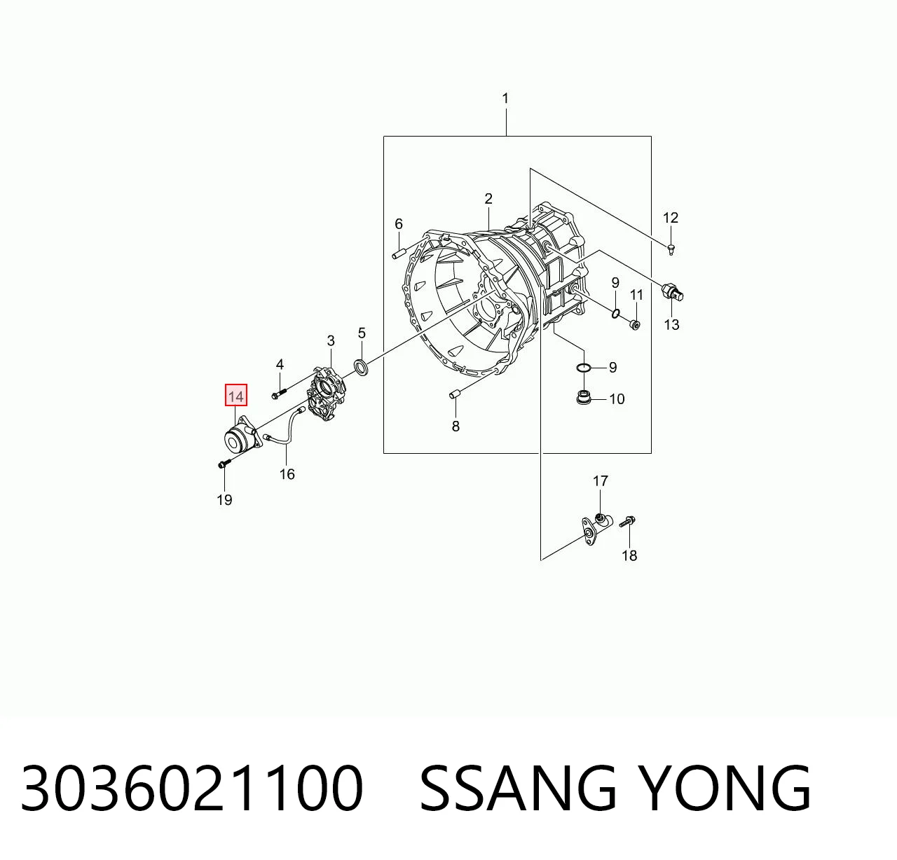 3036021100 Ssang Yong Робочий циліндр зчеплення в зборі з витискним підшипником