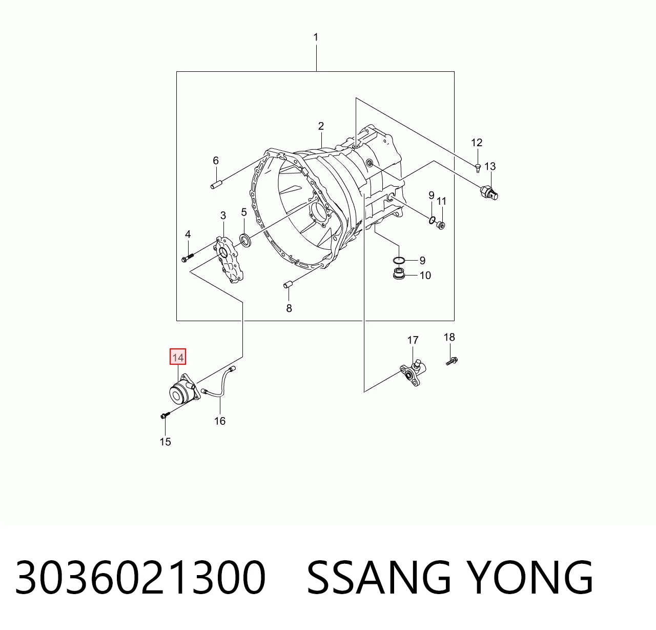 3036021300 Ssang Yong Робочий циліндр зчеплення в зборі з витискним підшипником