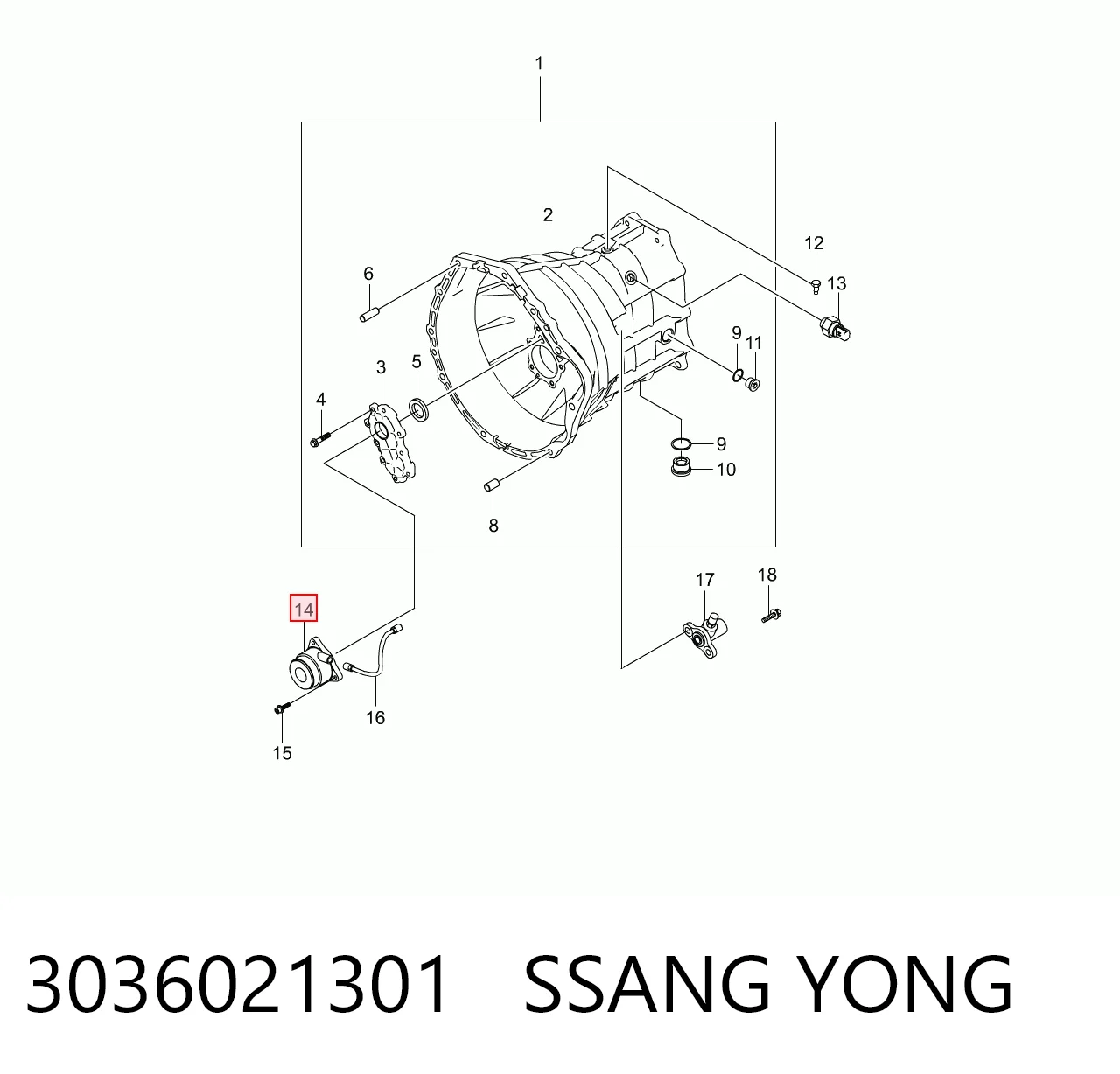 3036021301 Ssang Yong Робочий циліндр зчеплення в зборі з витискним підшипником