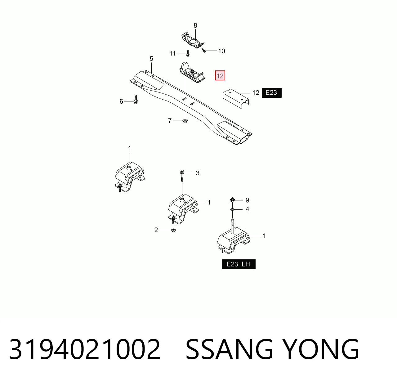 Купити Подушка двигуна задня SsangYong Actyon  CJ