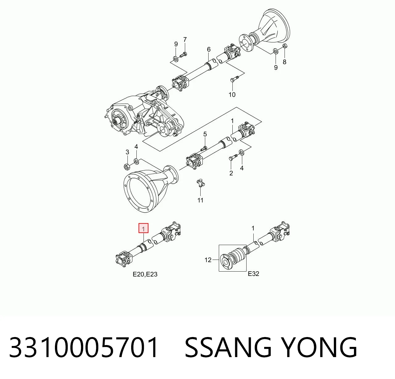 Кардан передній на SsangYong Korando  